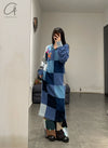 YANYAN KNITS 24 Autumn and Winter Plaid Hoodie Dress YYK-YYW24-1631-LAN Blue